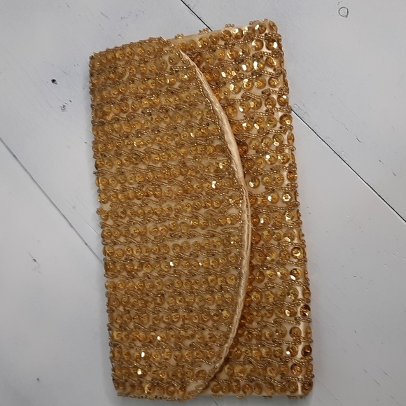 Handbags - Gold sequin vintage small clutch purse
